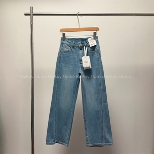 经典 会buy实拍 美式 春夏 小个子高腰显瘦宽松9分直筒阔腿牛仔裤