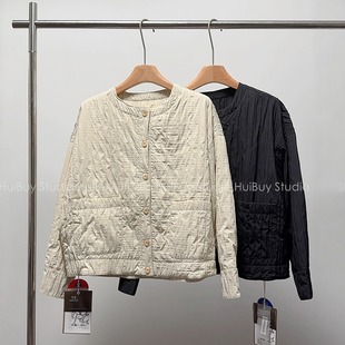 条纹绗绣外套女秋季 轻便艺术感压褶薄款 新宽松上衣 会buy实拍