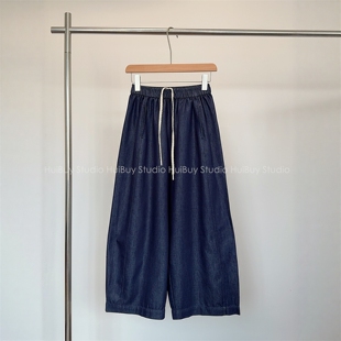 会buy实拍 阔腿裤 天丝牛仔裤 薄款 小个子休闲弯刀九分裤 女夏季