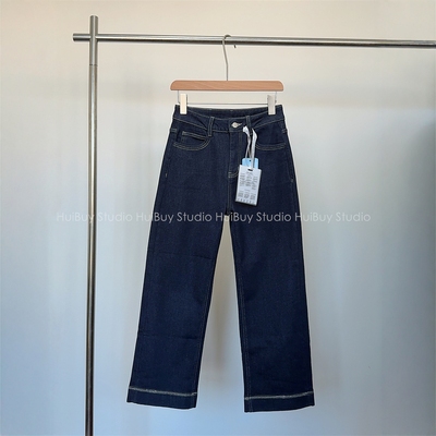【会buy实拍】防褪色植绒直筒牛仔裤高腰显瘦小个子阔腿裤女秋冬