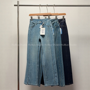 四面弹高腰显瘦开叉直筒牛仔裤 瘦直腿妖精裤 女春 会buy实拍