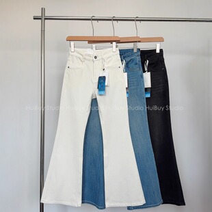 会buy实拍 牛仔裤 超模喇叭裤 修身 女秋新 大长腿高腰显瘦微喇裤