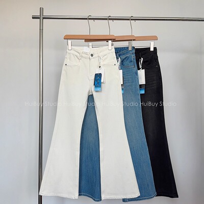 【会buy实拍】超模喇叭裤 大长腿高腰显瘦微喇裤修身牛仔裤女秋新
