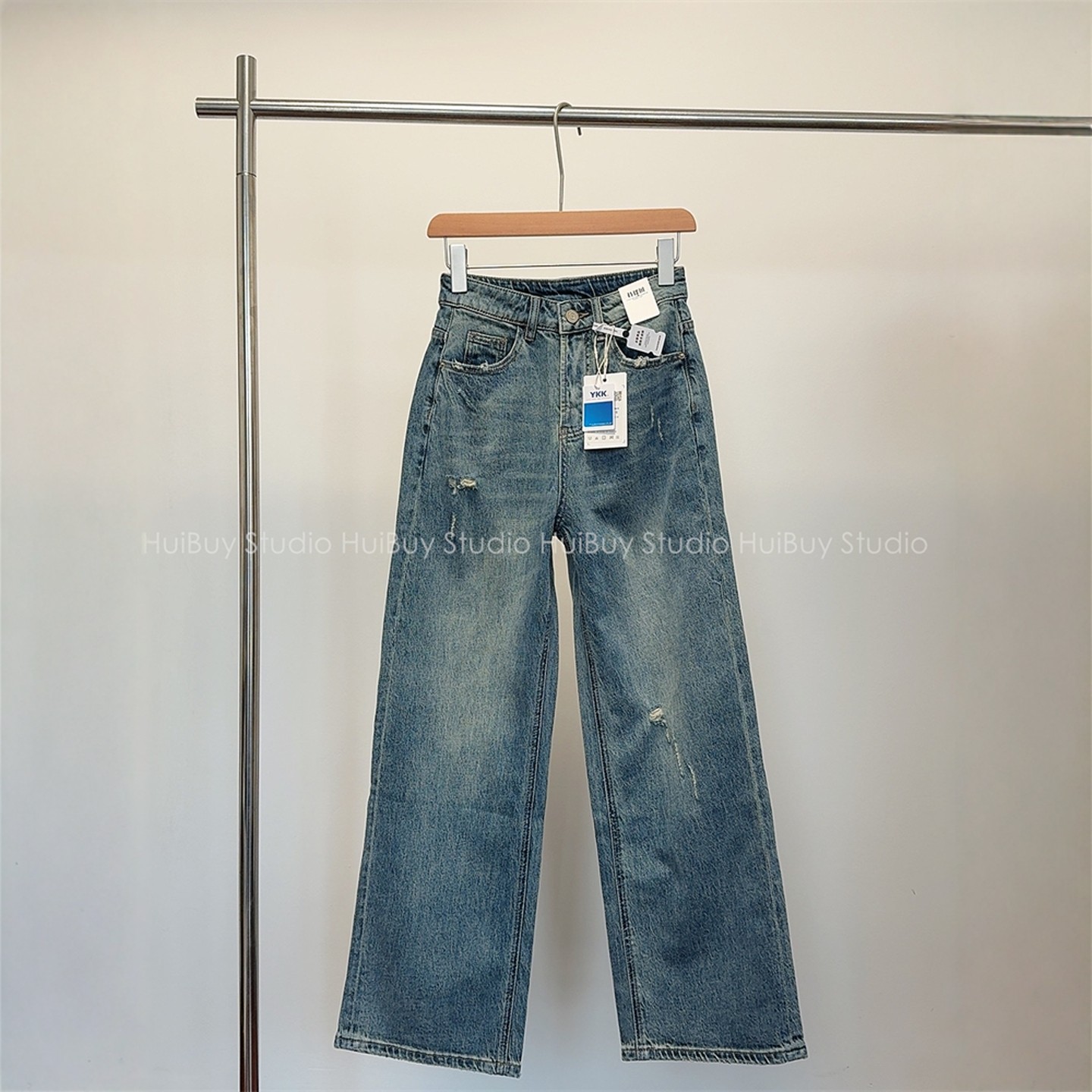 【会buy实拍】时髦破洞裤！复古做旧猫须磨白直筒阔腿牛仔裤女春,女装/女士精品,牛仔裤,淘宝优惠券,粉丝福利购,淘宝优惠卷