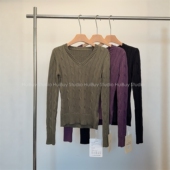 显瘦毛衣上衣 V领松弛麻花肌理感针织修身 会buy实拍 老钱私服