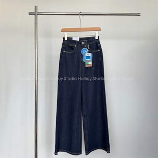宽松直筒微喇牛仔裤 含莱赛尔四面弹开衩阔腿裤 女秋 会buy实拍