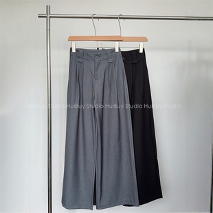 会buy实拍 直筒高级感高腰垂感阔腿裤 天丝羊毛 裤 女 松弛感西装