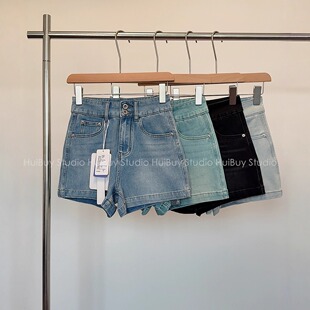 女高腰显瘦a字热裤 四面弹双扣牛仔短裤 王炸神裤 夏 会buy实拍