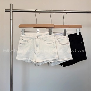 运动白色热裤 欧美范显瘦A字弹力阔腿牛仔短裤 潮夏款 会buy实拍