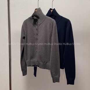 立体显瘦打底排扣开衫 亲肤无扎 女 可翻可堆不纠结症 高领选她