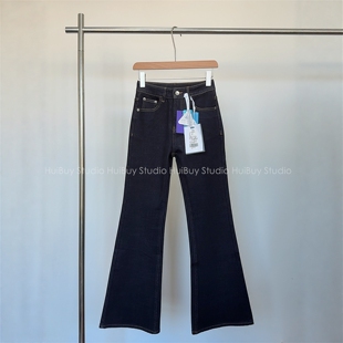 高腰显瘦黑金色微喇裤 修身 腿精加绒喇叭牛仔裤 秋冬 会buy实拍