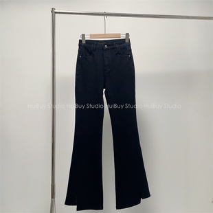 棉质弹力 牛仔裤 不规则喇叭裤 神仙阔造型裤 舒适 显大长腿bi入