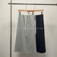 【会buy实拍】灰色后开叉半身裙女撞色松紧腰休闲卫衣裙女春夏新