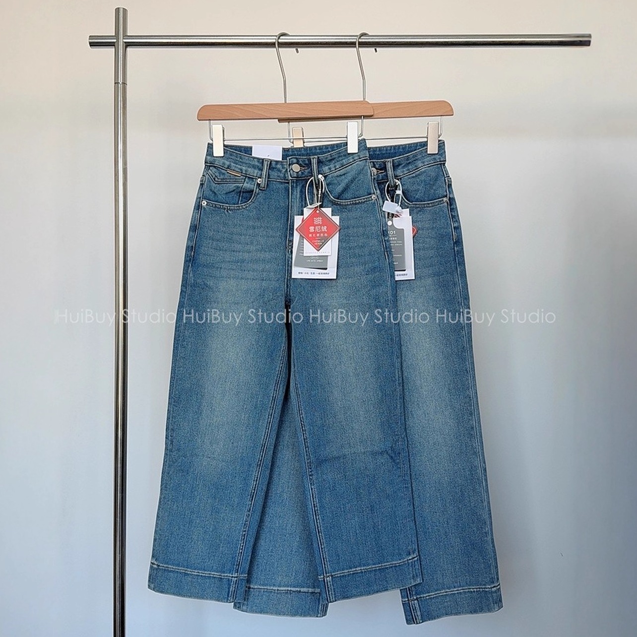 【会buy实拍】法棍裤!加绒加厚四面弹绣线直筒裤显瘦小个子牛仔裤