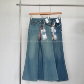 会buy实拍 丝巾腰带 阔腿微喇牛仔裤 四面弹高腰显瘦直筒长裤 秋