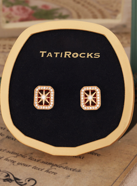 丹麦【设计师】Tatirocks满钻红色八芒星耳钉高级感轻奢摆件耳环
