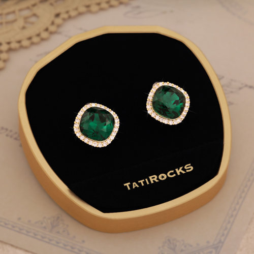 丹麦【设计师】Tatirocks绿祖母耳环女款气质轻奢满钻高级感耳钉