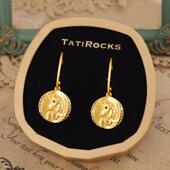 丹麦 Tatirocks满钻独角兽金币耳钉高级感轻奢宝石耳环 设计师