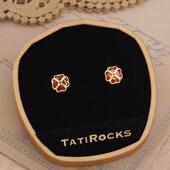 丹麦 Tatirocks爱心宝石四叶草耳钉高级感轻奢爆闪耳环 设计师