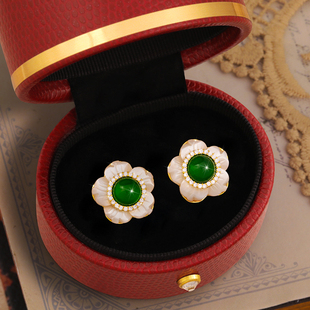 丹麦【设计师】Tatirocks花开盛夏绿宝石耳钉高级感轻奢摆件耳环