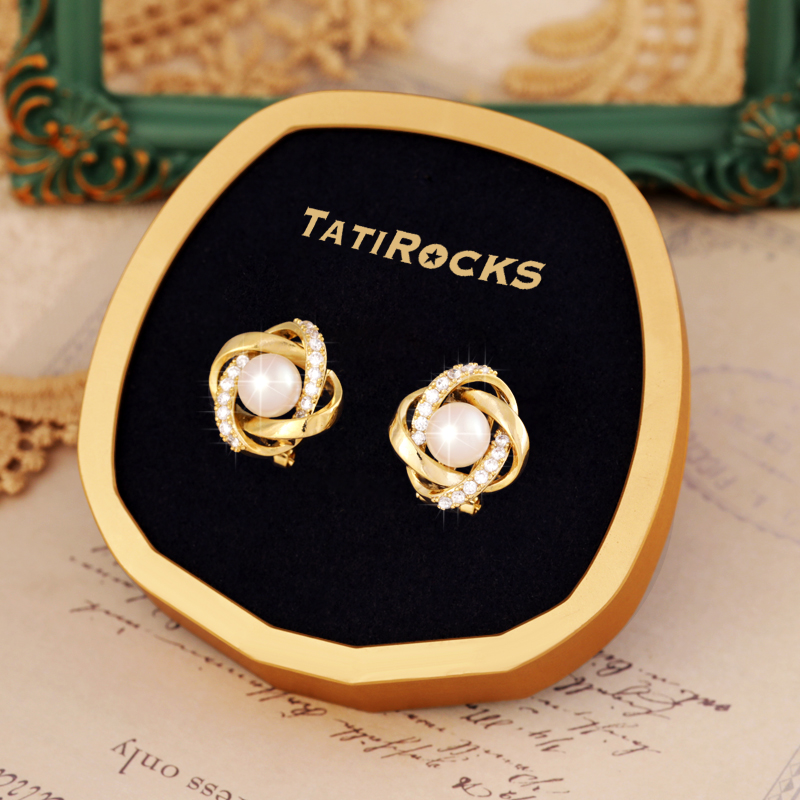 丹麦【设计师】Tatirocks满钻缠绕珍珠耳环女轻奢高级感爆款耳钉