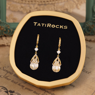 丹麦【设计师】Tatirocks玲珑水滴耳钉高级感轻奢满钻摆件耳环