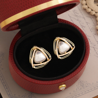 丹麦【设计师】Tatirocks三边几何珍珠耳环女爆款轻奢高级感耳钉