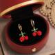 丹麦 Tatirocks水晶樱桃耳钉高级感轻奢宝石爆闪红耳环 设计师