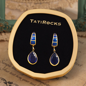 丹麦 Tatirocks深海之泪耳钉高级感轻奢蓝宝石摆件耳环 设计师