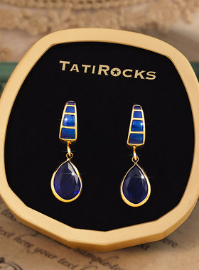 丹麦【设计师】Tatirocks深海之泪耳钉高级感轻奢蓝宝石摆件耳环