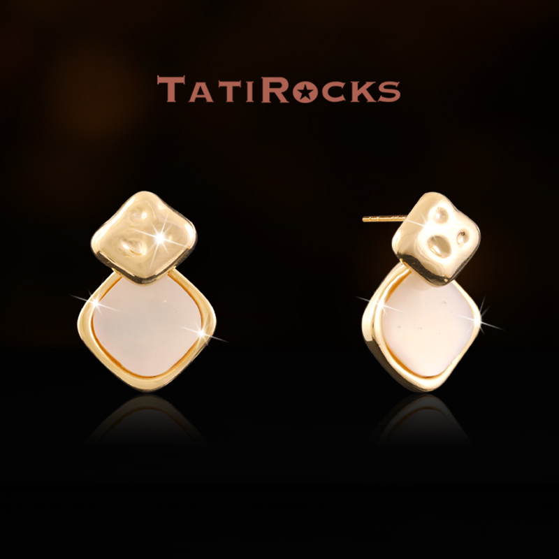丹麦【设计师】Tatirocks几何菱形贝母耳钉高级感轻奢女摆件耳环