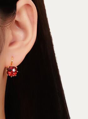 丹麦【设计师】Tatirocks红色宝石单钻耳钉高级感轻奢新爆款耳环