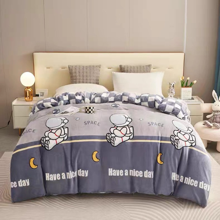 牛奶绒加厚法兰绒被套被子学生宿舍单人保暖毛毯拉链被单被罩家用