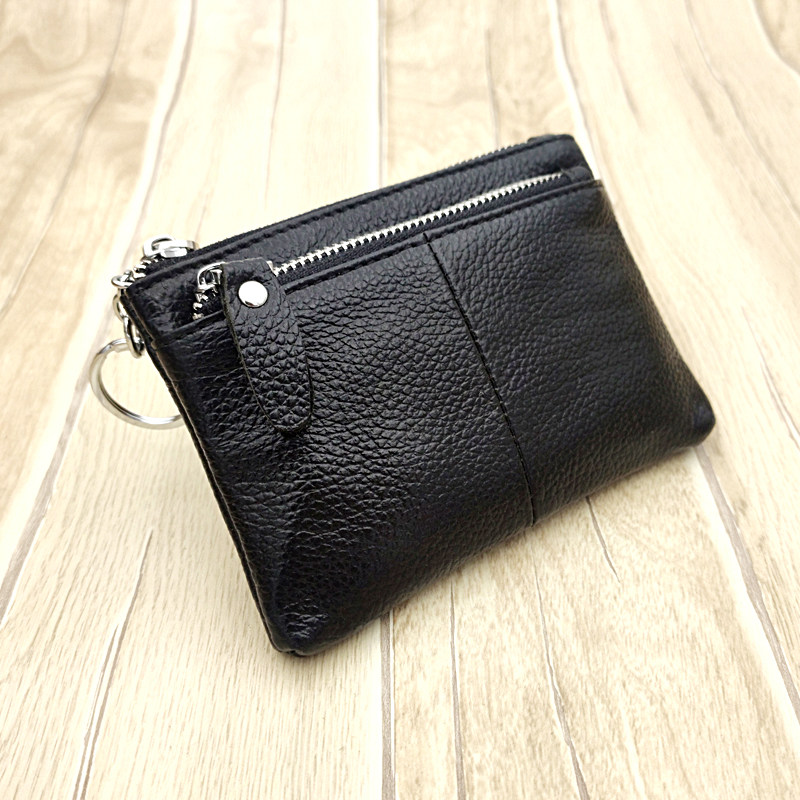 真皮荔枝纹钱包三拉链钥匙包