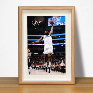 饰画礼物 火箭快船哈登harden相框挂画摆台NBA球星海报照片挂件装