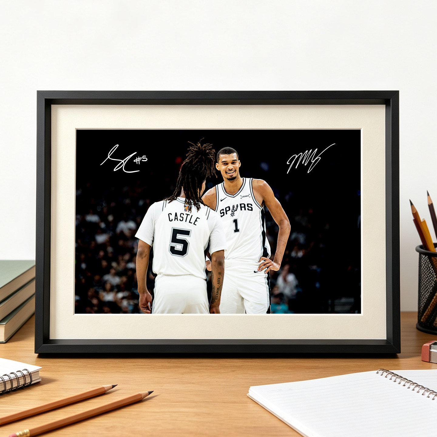 马刺文班亚马卡斯尔相框挂画摆台NBA球星海报照片装饰画球迷周边