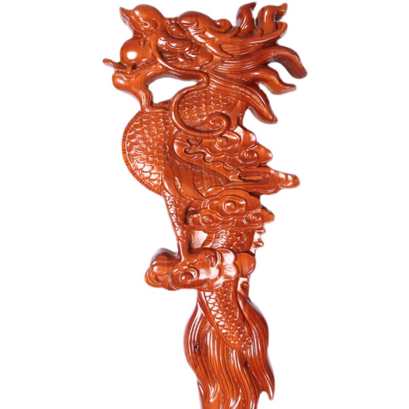 天然桃木龙头拐杖棍大号实木雕佘太君手杖老人祝寿2米龙头拐杖