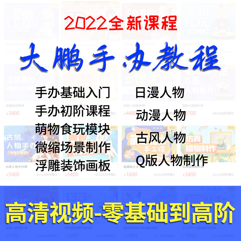 大鹏教育手办课超轻粘土diy人偶手版制作视频教程基础入门到高阶