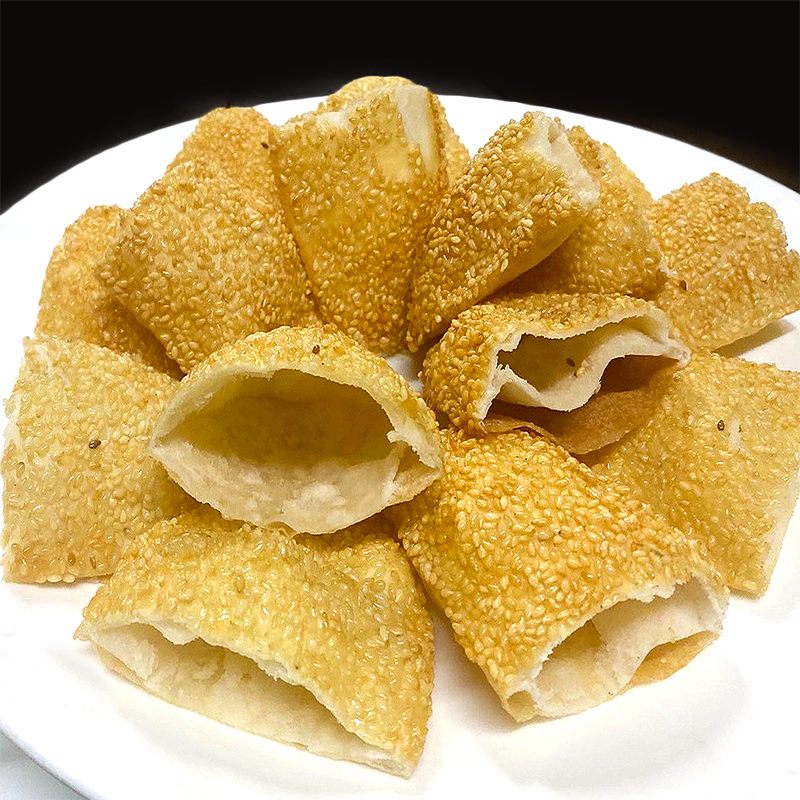 口袋饼布袋夹饼夹馍薄脆空心芝麻烧饼速冻半成品油炸点心小吃食材