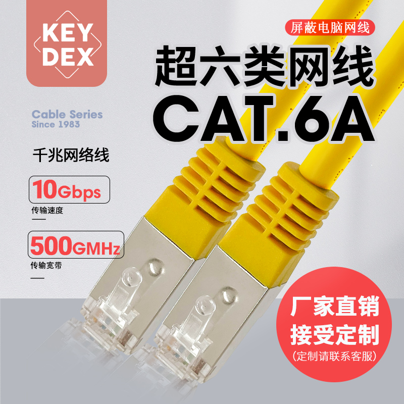 KEYDEX超六类千兆1000M CAT6a双屏蔽电脑网线网络服务器-封面