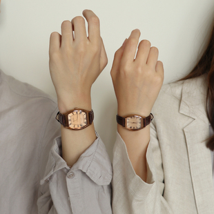 聚利时情侣手表男女一对复古文艺正品 简约防水圣诞礼物女士方形表