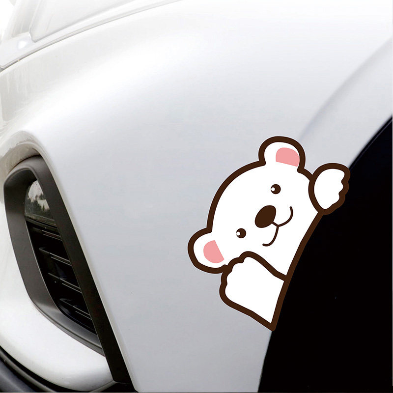 汽车车轮刮痕遮挡贴纸前后保险杠划痕遮挡防水卡通图案电动车贴画