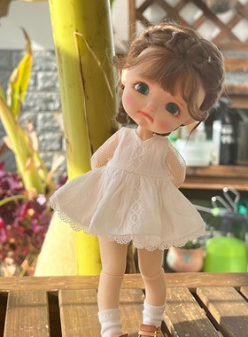 现货娃衣stodollM体可穿纱袖连衣裙白色