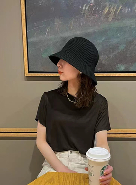 baserange法式法国竹棉纤维百搭圆领短袖tee打底衫上衣亲肤透气