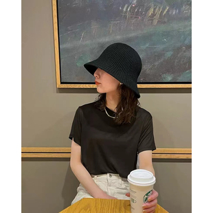 baserange法式法国竹棉纤维百搭圆领短袖tee打底衫上衣亲肤透气