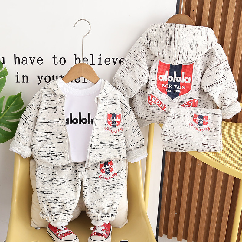 童装春季1-2-3-4岁男宝宝洋气卫衣三件套秋小童运动套装婴儿衣服5