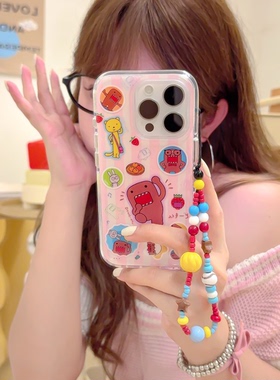 双层印花imd卡通可爱条纹DOMO君手机壳适用iphone16promax大孔防摔苹果15趣味可爱14亮面13女生网红12promax