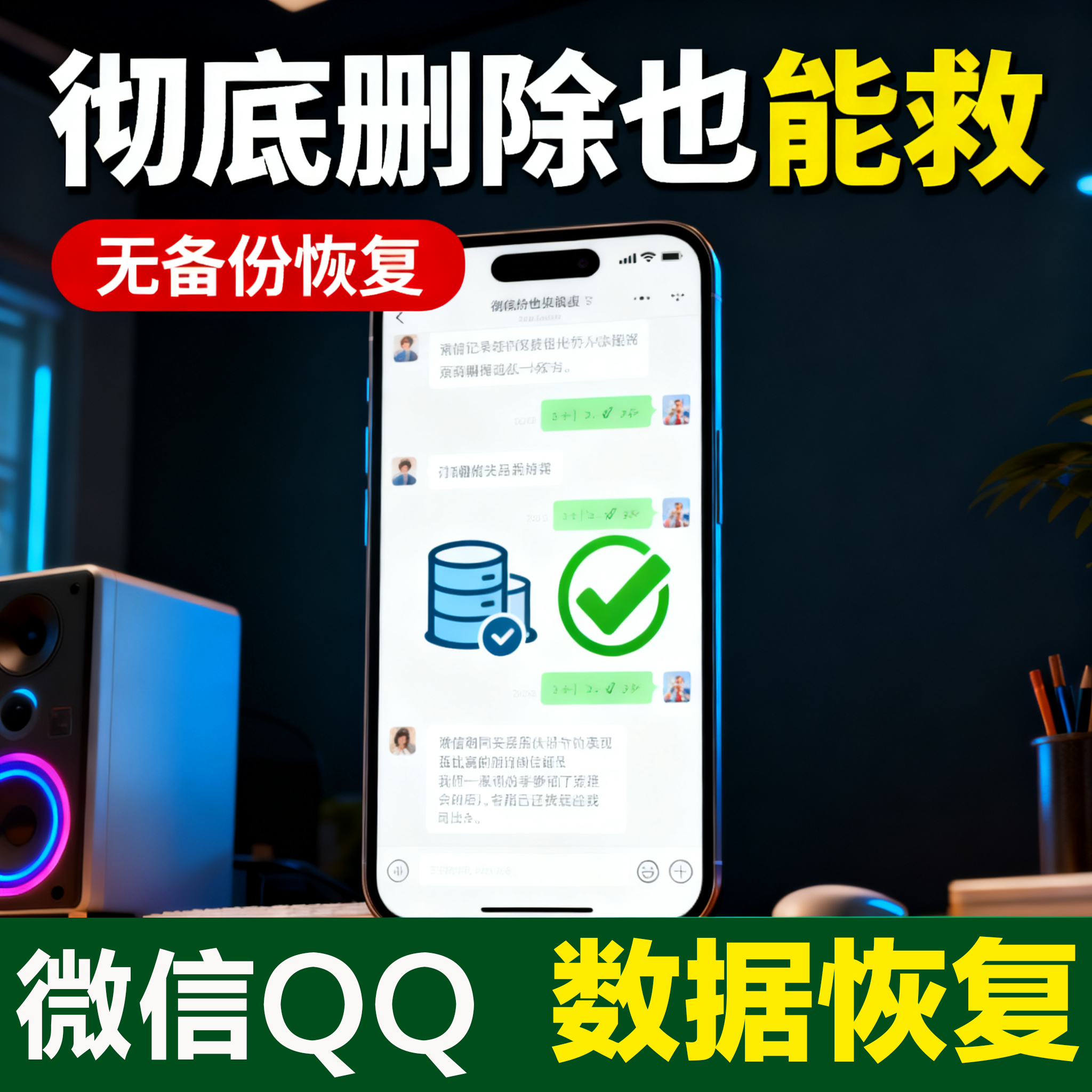 微信聊天记录恢复！QQ / 抖音误删找回，无备份也能救，苹果通用,办公设备/耗材/相关服务,刻录盘个性化服务,淘宝优惠券,粉丝福利购,淘宝优惠卷