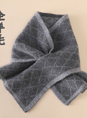 纯羊毛秋冬保暖交叉小围巾小围脖