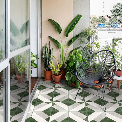 绿色复古花砖地砖阳台厨房卫生间